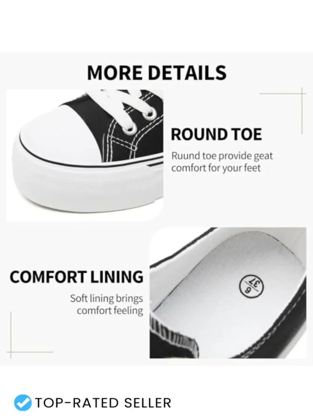 Platform Sneakers for Women - Breathable Canvas Lace-Up Walking Shoes